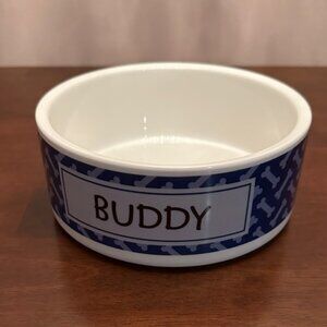 Blue and White Dog Bowl